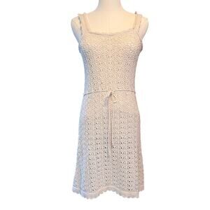 Jessica Simpson Sleeveless Cream Crochet Dress.  Lined. Size Large